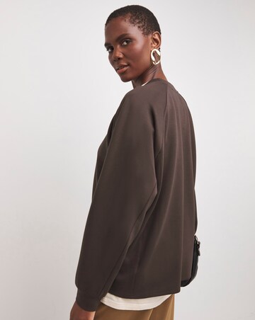 Chocolate Crew Neck Seam Detail Sweatshirt