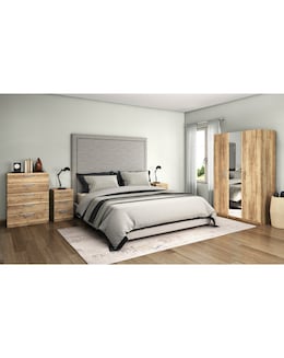 Lugo Assembled 4 Piece Bedroom Package (2xBedside, Wide Chest, 3 Door Wardrobe)