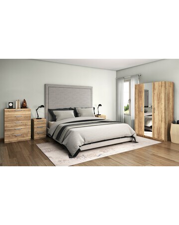 Lugo Assembled 4 Piece Bedroom Package (2xBedside, Wide Chest, 3 Door Wardrobe)
