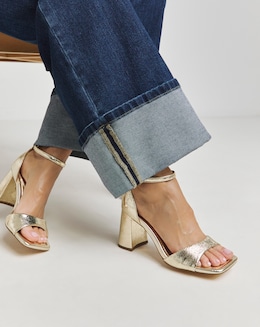 London Barely There Block Heel Sandals - Wide Fit (E)