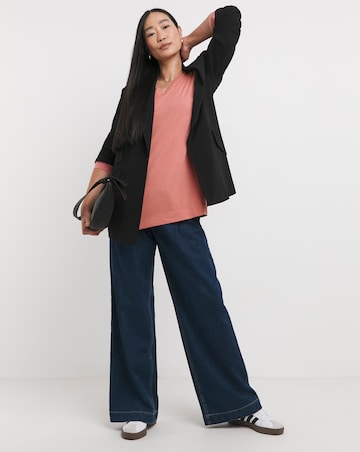 Dusty Peach V-Neck Split Hem Slouch T-Shirt