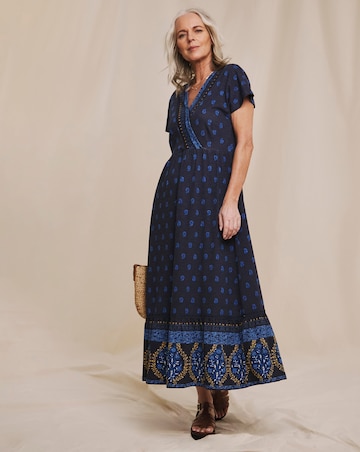Julipa Pure Cotton Wrap Border Midi Dress