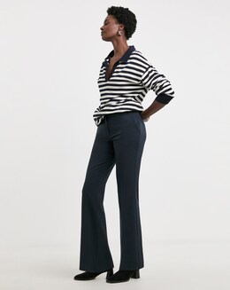 Navy Tailored Bootcut Trousers with stretch