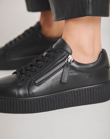 Quincy Side Zip Leather Trainer - Wide Fit (E)