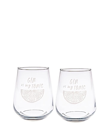 Gin is My Tonic' Pair of Stemless Glasses
