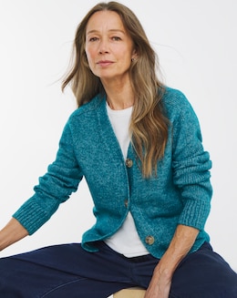 Re-luxe Teal V Neck Seam Detail Cardigan