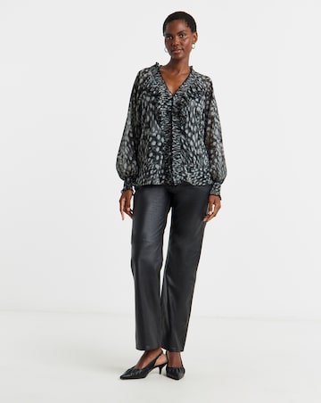 Ruffle Crinkle Chiffon Blouse