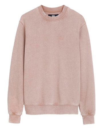 Union Garment Dyed Relaxed Fit Crew Neck Sweatshirt- Pink