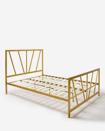 Joanna Hope Grace Gold Metal Bed with 3 Layer Memory Foam Hybrid Mattress