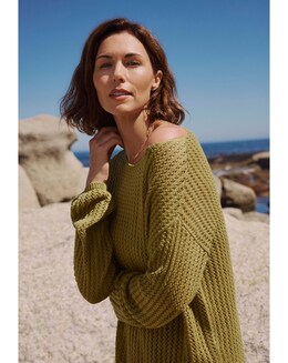 Green Long Sleeve Crochet Tunic
