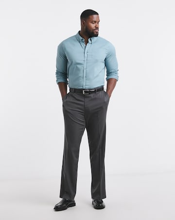 Steel Blue Long Sleeve Button Down Poplin Shirt