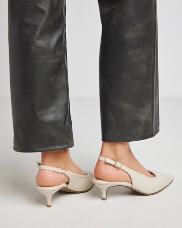 Tilda Ruched Front Kitten Heel Slingback Shoes - Extra Wide Fit (EEE)