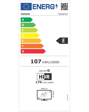 Hisense 75A6QTUK 75in 4K Ultra HD HDR LED Smart TV