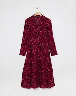 Viscose Midi Shirt Dress with Collar