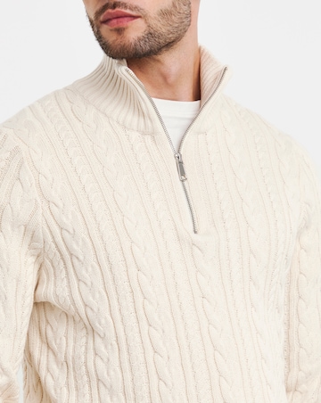 Ecru Cable Knit 1/4 Zip