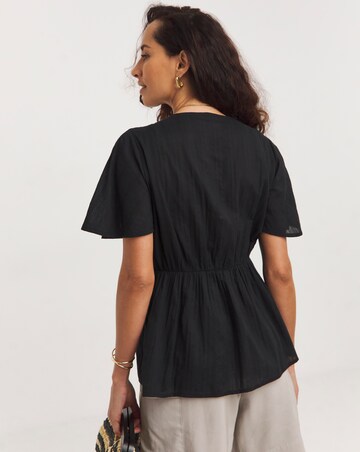 Trim Detail Flutter Sleeve Top
