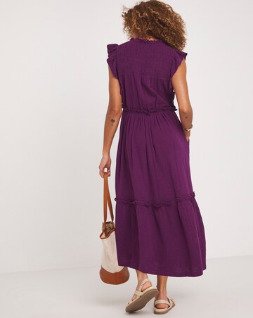 Cheesecloth Smock Dress With Shirred Back