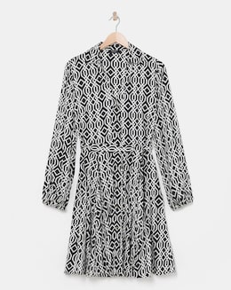 Long Sleeve Belted Swing Shirt Dress