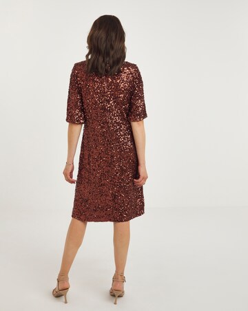 Joanna Hope Copper Sequin T-Shirt Dress
