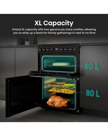 Hisense HDCEC6C20B 60cm Electric Double Cooker - Black