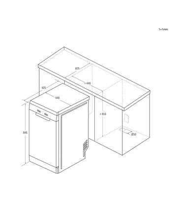 Hoover H-Dish 500 HF0C3SB0FX-80 10 Pl Slimline WiFi Dishwash Stain Steel Install