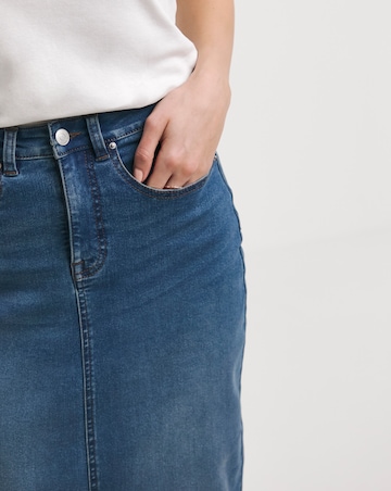 Blue High Waist Super Soft Denim Maxi Skirt