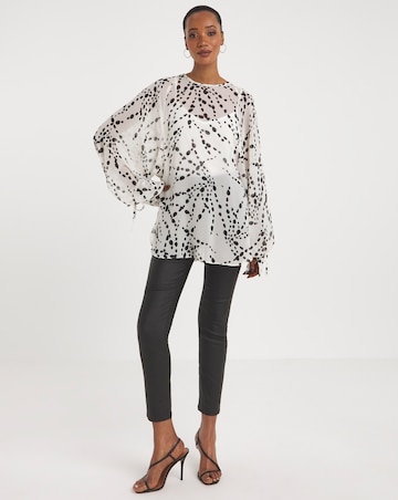 Joanna Hope Print Tie Sleeve Blouse