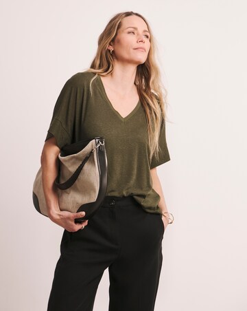 Anthology V neck Drop Shoulder Linen T-shirt