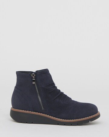 Heavenly Soles Roisin Low Wedge Ruched Boots With Zip - Wide Fit (E)