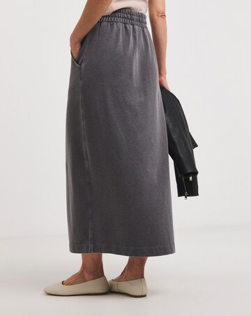 Washed Grey Cotton Mix Jersey Maxi Skirt