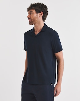 Folio Cotton Rich Revere Smart Interlock Polo- Navy