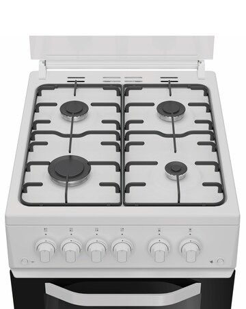 Hotpoint HTG5GCWL 50cm Gas Twin Cooker with Glass Lid - White + installation