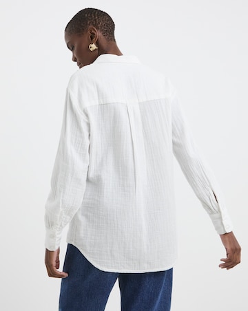 Pure Cotton Textured Relaxed Long Sleeve Shirt