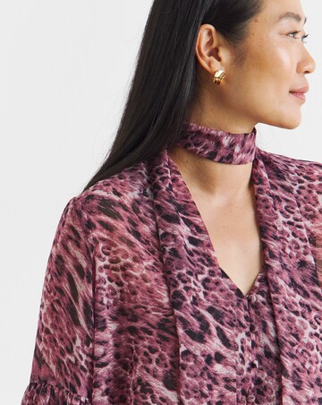 Georgette Collarless Tie Detail Blouse