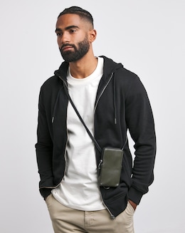 Full Zip Hoodie Long- Black