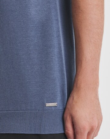 Folio Blue Knitted Crew Neck T-Shirt
