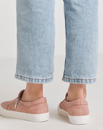 Beatrix Laser Cut Slip on Side Zip Trainer - Wide Fit (E)