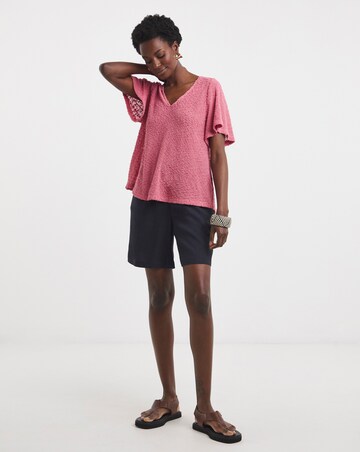 Pink Boucle Angel Sleeve Top