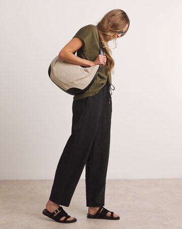 Anthology Linen Mix Black Barrel Leg Trousers