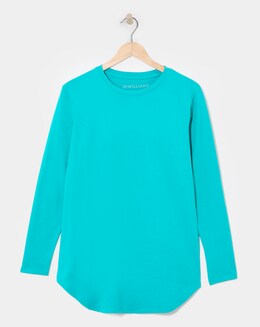 Aqua Crew Neck Longline Top