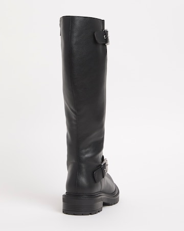 Eden Buckle Detail Knee High Boots - Extra Wide Fit (EEE) & Curvy Calf