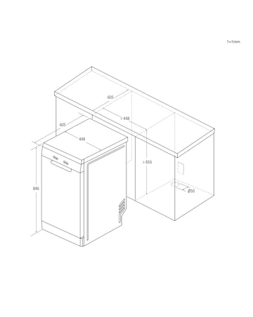 Hoover H-Dish 500 HF0C3SB0FX-80 10 Place Slimline WiFi Dishwasher Stain Steel