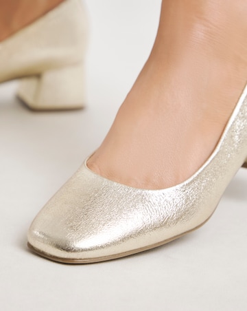 Heavenly Soles Catherine Low Block Heel Court Shoes - Wide Fit (E)