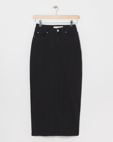 Black High Waist Super Soft Denim Maxi Skirt