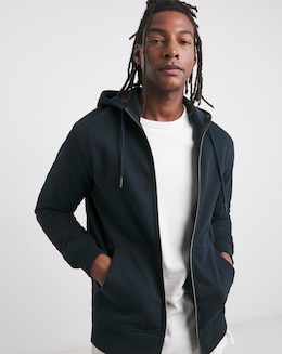 Full Zip Hoodie Extra Long Length- Navy