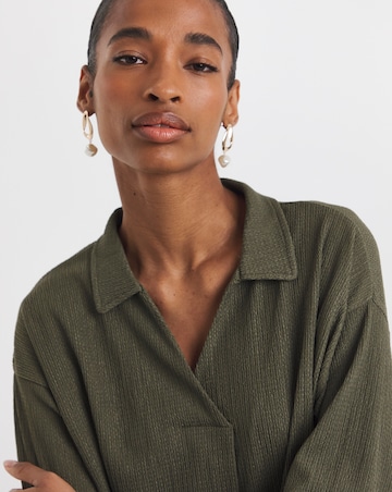 Sage Collared Pull On Longline Top