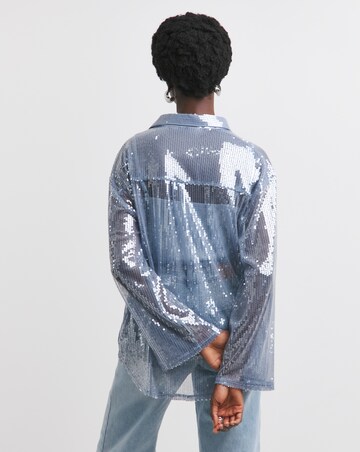 Sequin Relaxed Shirt - Blue