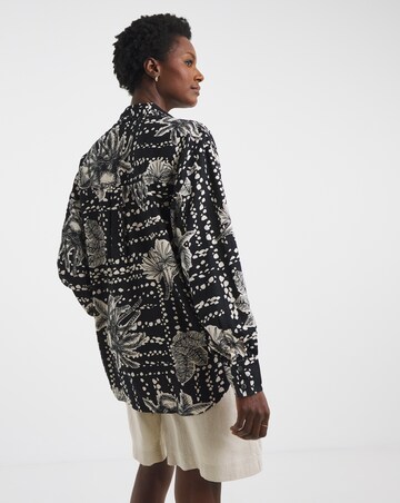 Printed Linen Mix Long Sleeve Shirt