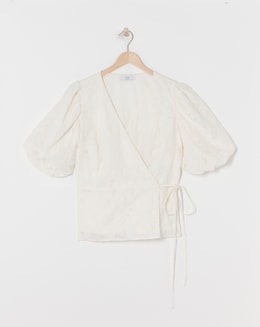 Joanna Hope Textured Wrap Blouse