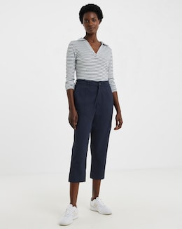 Navy Stretch Cropped Chino Trouser